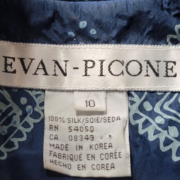 Evan Picone 100% Silk Blue Geometric Print Cutout Middle Collared Dress Size 10 - Picture 8 of 15
